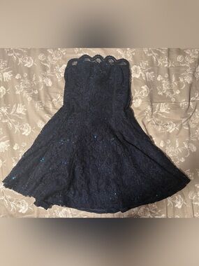 UGC Lucy in the Sky Navy Strapless Lace Fit-and-Flare Dress